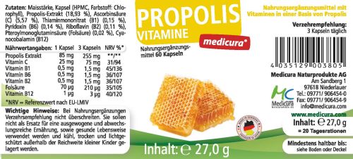 Etikett Propolis-Kapseln